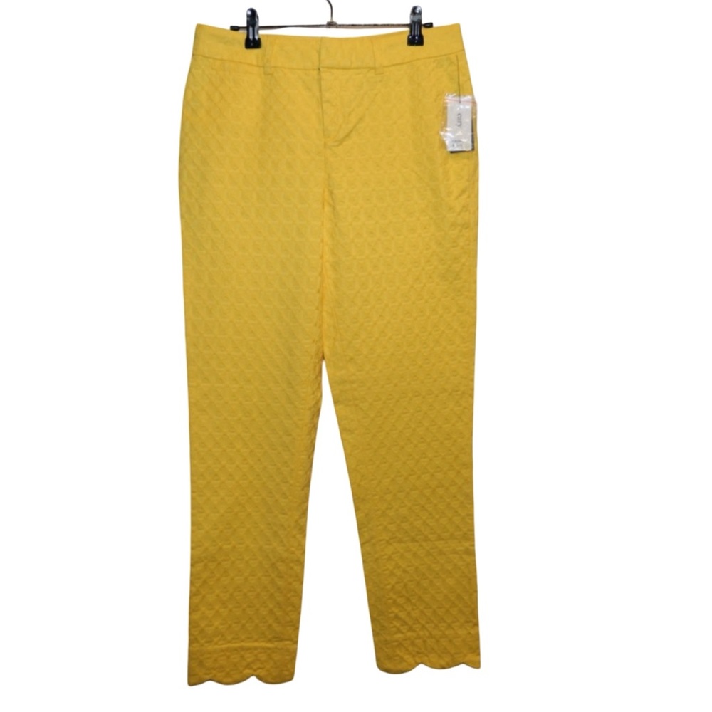 3/$15 NEW! Crown & Ivy Cary Women’s Yellow Textured Scallop Hem Ankle Pants 4
